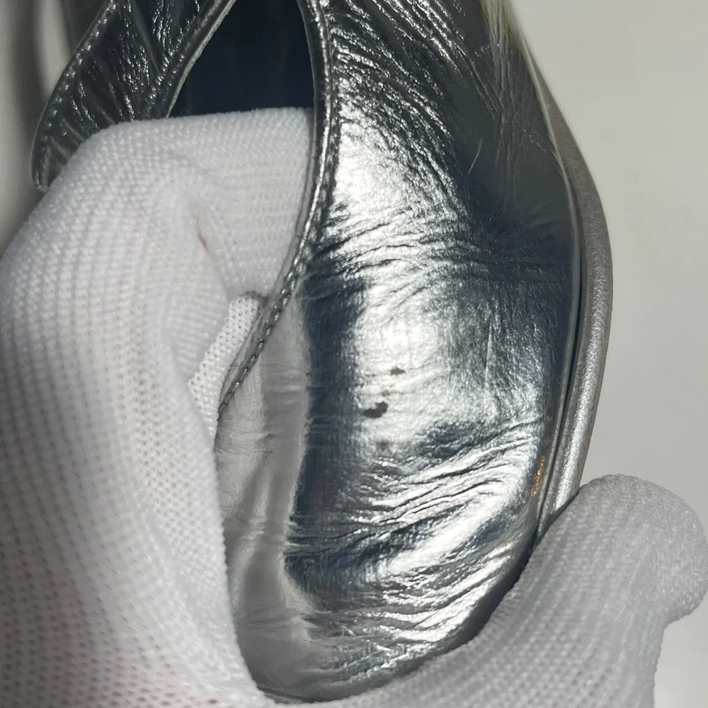 CHANEL Silver Mary Jane Flats with Strap - Picture 11 of 13